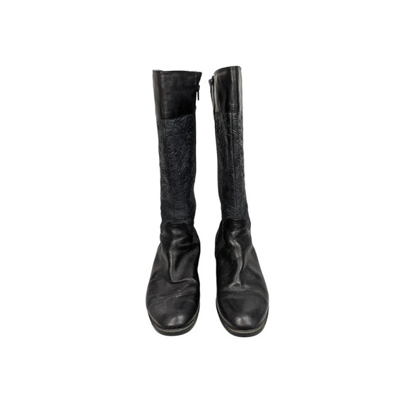 David Tate sz. 12W Bronco Floral Scroll Embossed Knee High Riding Boots Leather - Picture 2 of 14